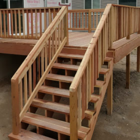 deck on unfinished house.