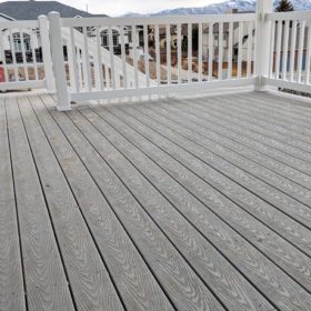 textured deck with railing